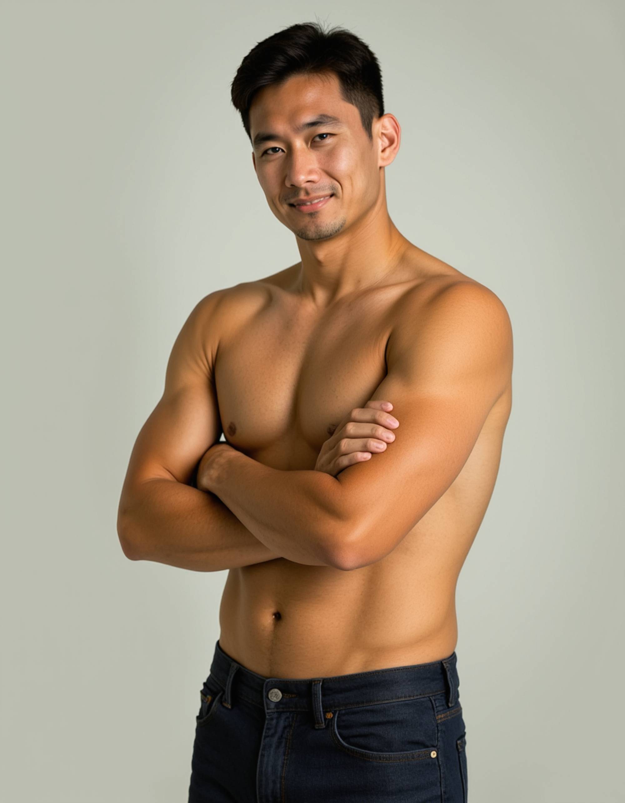 model with exaggerated eye roll expression, arms crossed, dramatic sassy pose, blank background